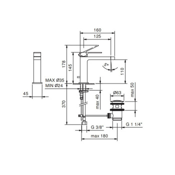 Смеситель для раковины Fantini Mint 34 93 F004F сталь