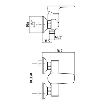 Смеситель для душа Gattoni H2omix3000 вывод снизу, хром 3029/30C0cr