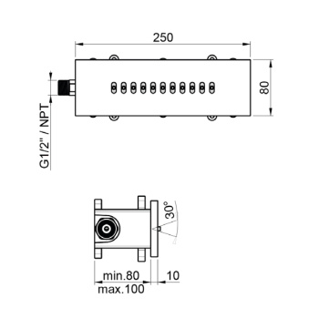 Форсунка встраиваемая Almar Mist Body Wave Square белый матовый, E044246.MW
