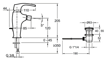 Смеситель для биде Jacob Delafon SYMBOL E73680-CP