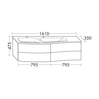 BURGBAD Sinea 1.0  Комплект подвесной мебели 161 см, база с 4 выдвижными ящиками, раковина двойная, с зеркальным шкафом с верхней подсветкой, цвет: капучино SPLA160 K0520