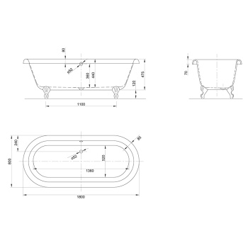 Акриловая ванна KNIEF Edwardian 180x80 0100-063-02