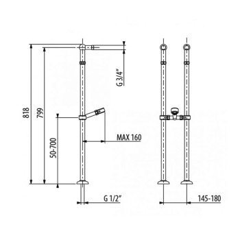 Комплект Gattoni Accessori ножек для напольной установки есителя, хром 1545/00С0