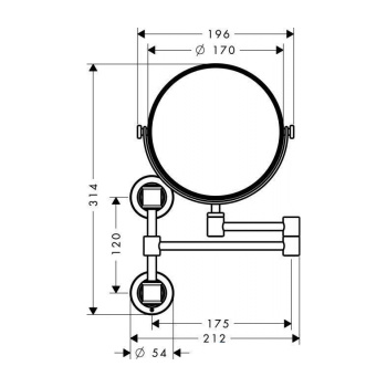 Axor Montreux Зеркало косметическое, подвесной, цвет: шлиф.никель 42090820