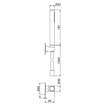 Ручной душ OLE с держателем для лейки и шлангом без выхода для подачи воды Kerama Marazzi золотой атласный 857KM.M0.071