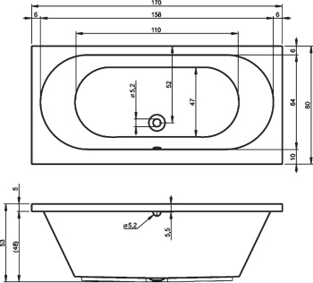 Акриловая ванна Riho 170x80 BB5300500000000 (B055001005)