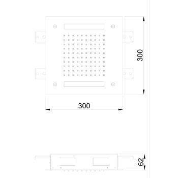 Встраиваемый верхний душ Almar 30х30, 1 тип струи, хромотерапия, нержавеющая сталь E044172.MS