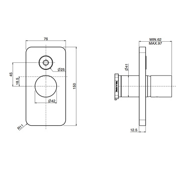 Смеситель для душа Fima Carlo Frattini Nomos Go встраиваемый, с переключателем на 2 выхода, хром F4169E2CR