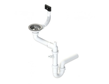 Одинарный Сифон для мойки Alveus FI 114 c переливом ECO, NEW,