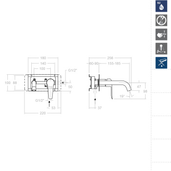 Смеситель для раковины Ramonsoler Ypsilon встраиваемый plus 642002