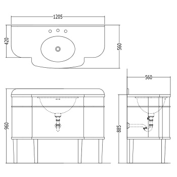 Тумба под раковину Devon&Devon Music 120,5 МДФ снаружи высокогл.лак Мраморная столешница цвета nero assolutoтумба, CREAM A/CREAM