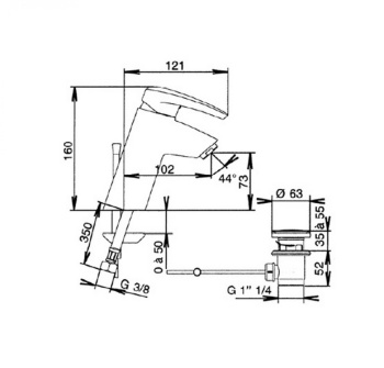 Смеситель для раковины Jacob Delafon Panache E72240-CP хром