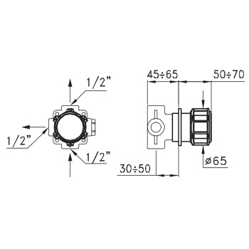 Встраиваемый переключатель для душа Stella Timeaster 0/153 на 2 выхода, ручка d=65 хром, ручка черная TD 01202 CR00N