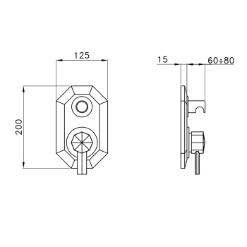 Внешняя часть встраиваемого смесителя для ванны Stella Firenze 3254MC P.V. с авт.переключателем, хром FI 01405 CR00