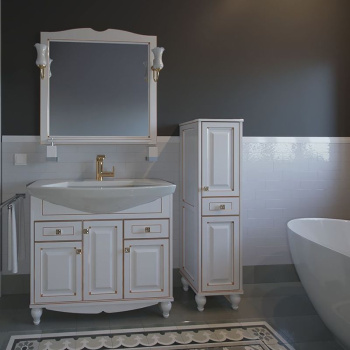 Тумба под раковину ASB-Woodline Верона 75см белый с золотой патиной 9077