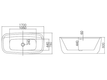 Акриловая ванна Hatria 170x78 Y8AH25