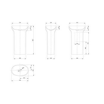 Раковина отдельностоящая Knief Prime 53х35х90 с выходом в пол, белый матовый 0600-012-01