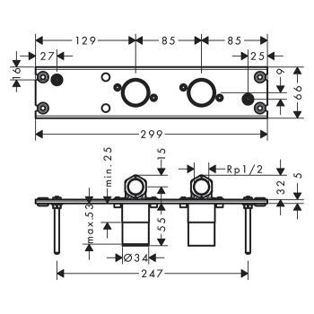Hansgrohe 26 840 180 Скрытая часть Rainfinity Showerpipe 360 мм