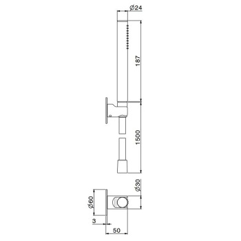 Ручной душ OLE с держателем для лейки и шлангом Kerama Marazzi без выхода для подачи воды, черный матовый 857KM.01.093