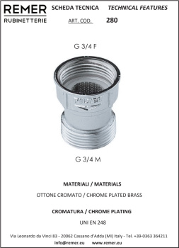 Фильтр для стиральной машины Remer 3/4" RR 280