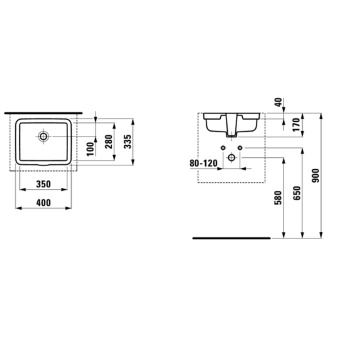 Laufen Living City Раковина 400х335х170мм без отв. под смеситель, встраив снизу, цвет: белый
