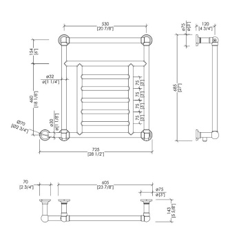 Полотенцесушитель электрический Devon&Devon Jupiter 725x685x143 мм., хром PRJ3CRELSX/CF