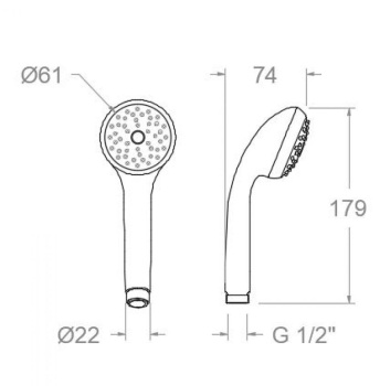 Душевая лейка Ramonsoler Hydrotherapy 61 мм 1 режим abs 351502