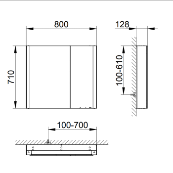 Зеркальный шкаф Keuco Somaris 80 14502002201