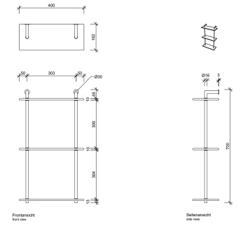 Полочка Decor Walther DW 016 40x16x65 3 стеклянных яруса, хром 701500
