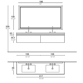 Зеркало Vitage Milldue Edition Four Seasons LOSANNA 1980х1080х50, с светодиодной подсветкой, отделка по периметру черный хром, отделка рамы стеганая кожа Visone, 3471.223.96
