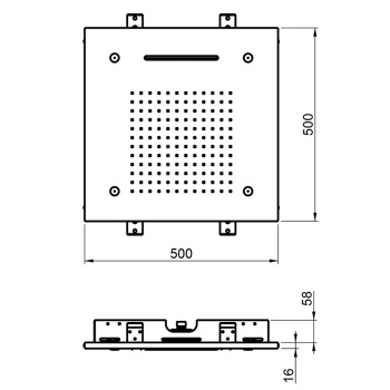 Встраиваемый верхний душ Almar 48,9х48,9, 3 типа струи, черный металл брашированный pvd E044140.AB