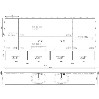 Комплект мебели Antonio Lupi Bespoke с 2 раковинами и зеркалами с подсветкой, подвесной, titanio А0002424319