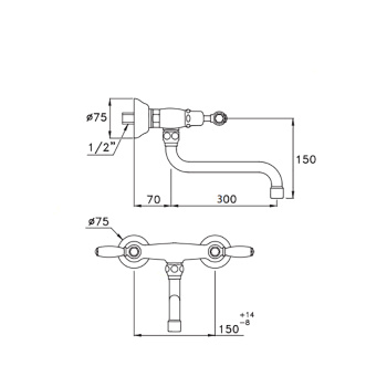 Смеситель для мойки настенный Stella Italica Leve 3243/300, длина излива 300мм хром IL 04002 CR00