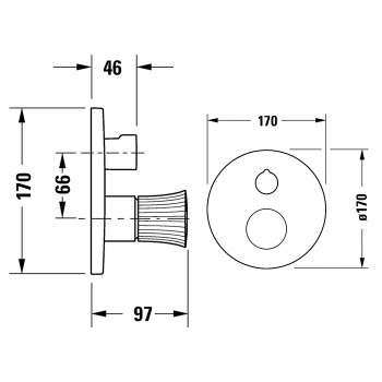 Duravit White Tulip Смеситель для ванны, на 2 источника, встраиваемый (внешние части) цвет: хром