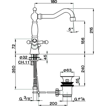 Смеситель для раковины Cisal Arcana America AA00052124 золото