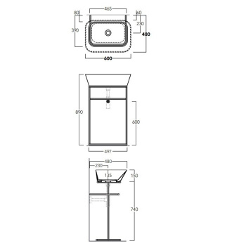 Консоль под раковину напольная Simas Wave WASA04 nero matt 50х75 см черный