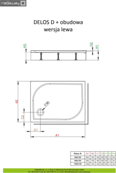 Душевой поддон Radaway Delos D1000 100 4D17515-03R правый