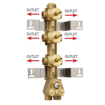 Bossini Встраиваемая часть термостата 3 дивиатора на 2 выхода, (6 выходов) высокой пропускной способ