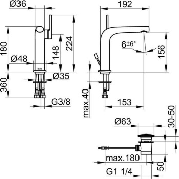 Смеситель для раковины Keuco Edition 400 51502030000 бронза шлифованная