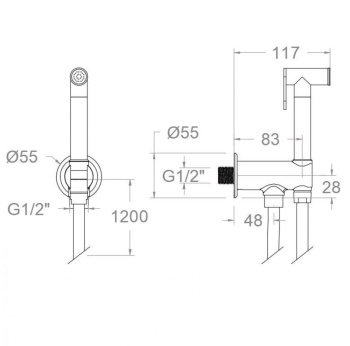 Гигиенический душ Ramonsoler с магнитным клапаном и латунной лейкой wc 114604WC