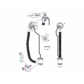 Слив-перелив для ванны Burlington W3 BNKL никель