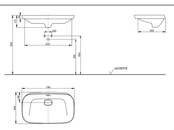 Встраиваемая раковина Toto NEOREST LW3717HY#XW