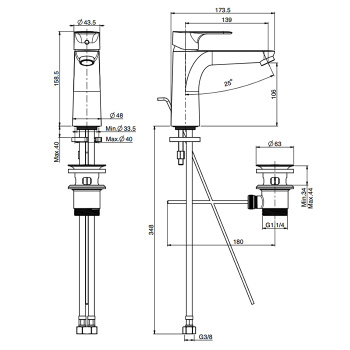 Смеситель для раковины Fima Carlo Frattini Collettivit F3831L/LCCR.ES для лечебных учреждений, хром