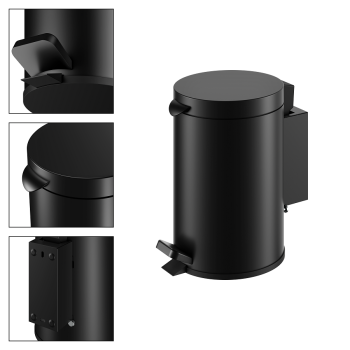 Ведро для мусора Keuco Plan 14977370000 с крышкой и педалью, 3 л, черный матовый