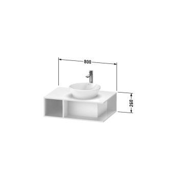 Duravit D-Neo Тумбочка подвесная компакт, 260x800x550 мм, 1 открытое отделение на левой стороне, цвет: белый высокоглянцевый
