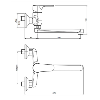 Смеситель для кухни настенного монтажа serie Fima Carlo Frattini Kitchen 22 F3836CR