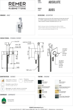 Смеситель с гигиеническим душем Remer Absolute золото глянцевое AU65DO