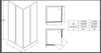 Душевой уголок 90x90 Jacob Delafon Serenity E14A90-GA