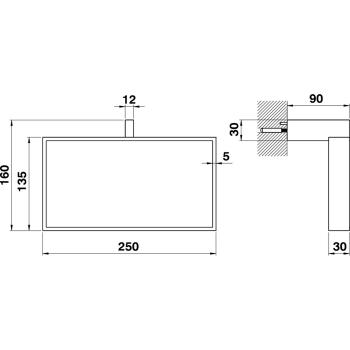 Полотенцедержатель прямоугольный Cisal Quad 25 см, хром QU09022021 Акция