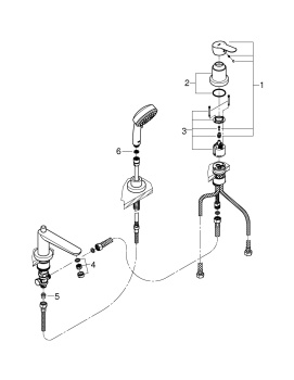 Готовый комплект для ванной комнаты GROHE, cмеситель для ванны BauEdge и ручной душ Tempesta Cosmopo